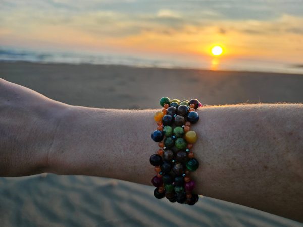 Wearing grounded protection bracelet at sunset